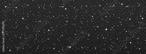 Starry night overlay on a transparent background with glittering white particles and glowing stars for winter, Christmas, or holiday designs