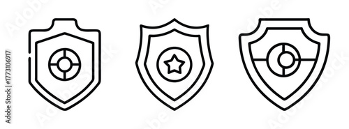 Vector illustration of heraldic shield set security protection guard defense badge icons design