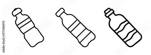 Three doodle style bottles with stripes vector illustration drawing outline sketch design art
