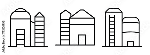 Outline buildings vector art: minimalist architecture, city skyline, urban landscape, simple drawing