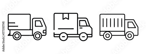 Delivery truck vector icons set for transportation logistics and moving services graphic design element