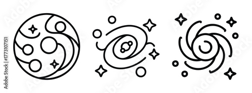 Galaxy space astronomy cosmic celestial universe stars planets astrology drawing vector graphic design