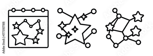 Constellation star map doodle vector illustration, celestial astrology and astronomy drawing design element