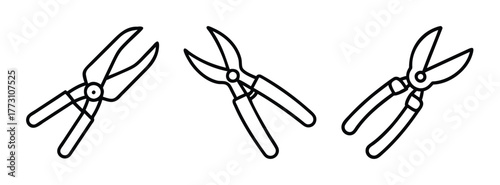 Three garden shears illustration for gardening tools and equipment for landscaping and trimming needs