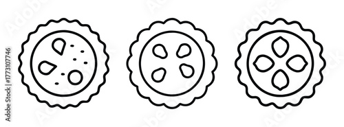 Vector graphic of three pasta shapes outline drawing food illustration italian cuisine ingredient