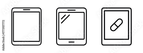 Smartphone mobile phone vector icon set with medicine app for healthcare and digital health app design