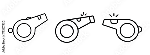 Vector illustration of referee whistle sport whistle coach whistle safety whistle outline design