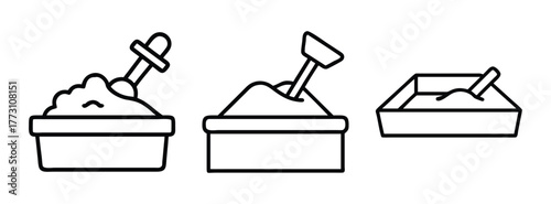 Sandboxes and sand vector illustration for kids toys and beach games outline drawing clip art design