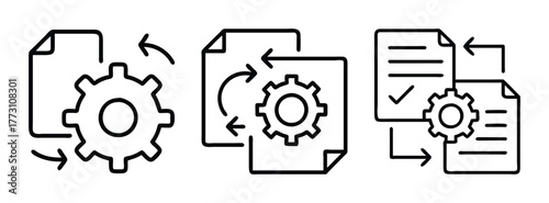 Document workflow automation process with gear icon for business process improvement tools