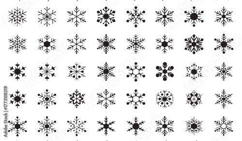 Beautiful diverse snowflake collection for winter holiday projects or elegant seasonal designs, bring the magic of frosty patterns to your creative projects