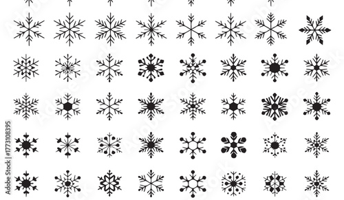 Unique snowflake collection for elegant winter designs and seasonal projects - perfect for holiday promotions, stylish cards, and festive decoration creation