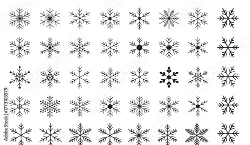 Elegant snowflake collection for winter holidays and seasonal designs, perfect for festive backgrounds, greeting cards, and creative projects this season