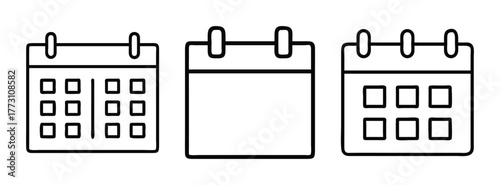 Three calendar icons for scheduling appointments events reminders and important dates planning tasks