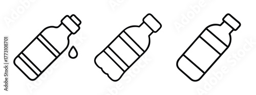 Outline olive oil bottle vector illustration set for cooking and food related design assets