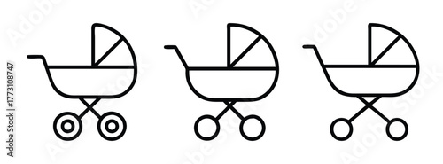 Baby stroller vector illustration set for newborn child care and transportation needs design element