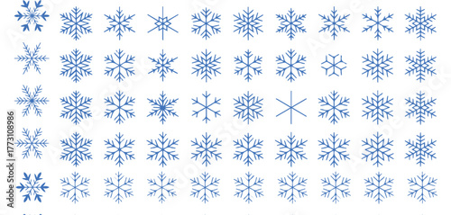 ❄️ Large Set of Different Snowflake Shapes and Icons Vector