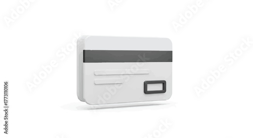 Clean, modern white credit card with magnetic stripe isolated on white background for digital payment concepts