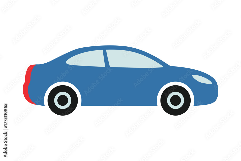 Fototapeta premium Blue sedan car side view graphic