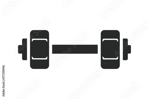Black dumbbell icon representing fitness weightlifting and exercise