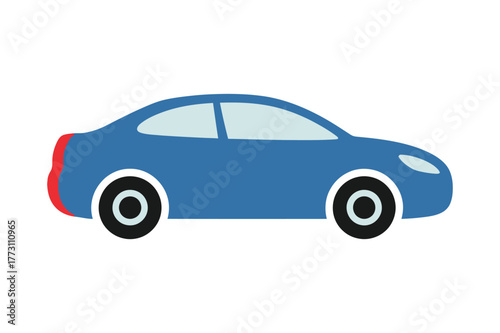 Blue sedan car side view graphic