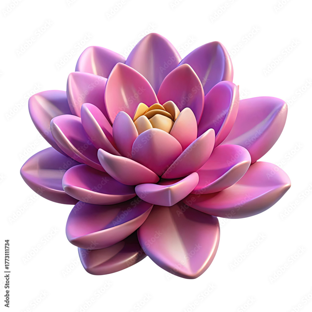 Fototapeta premium A beautiful vibrant pink lotus flower with delicate petals blooming majestically isolated on transparent background