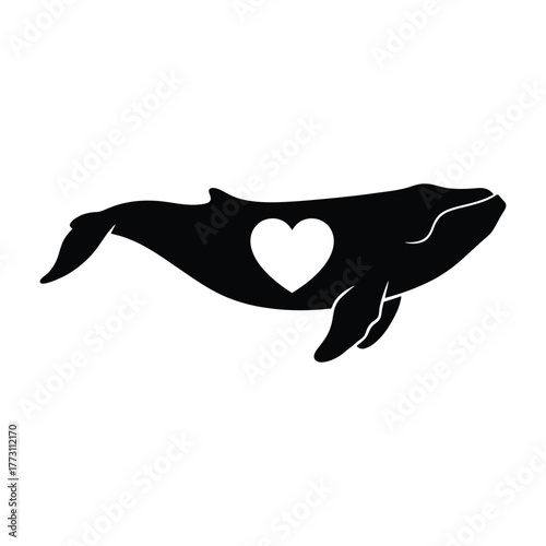Whale Silhouette with Heart Cutout