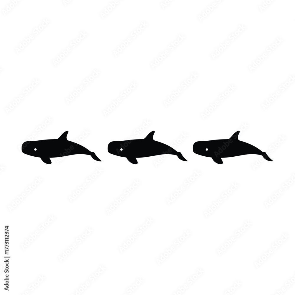 Fototapeta premium Whale Pod Silhouette Group Vector