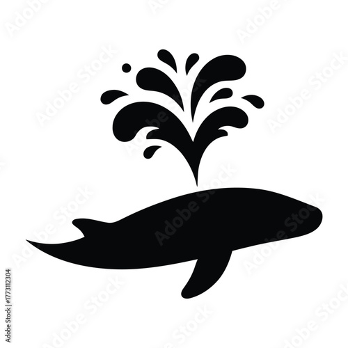 Whale Blowhole Spray Silhouette Icon