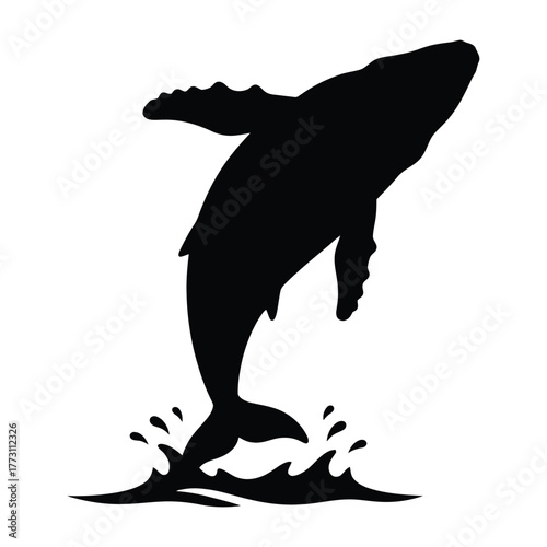 Full Breach Humpback Whale Silhouette