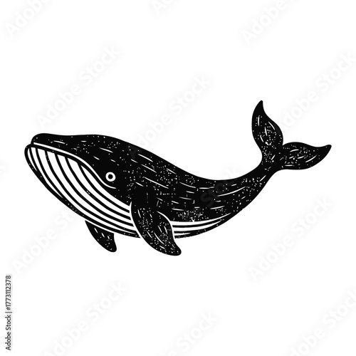 Folk Art Whale Silhouette Vector