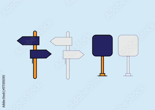 road traffic sign vector line style icon design,warning,direction information concept