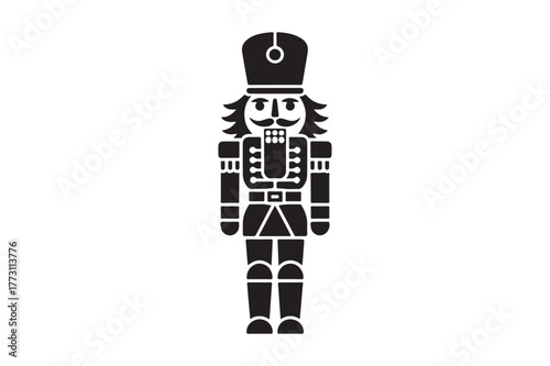 Classic black and white nutcracker soldier illustration