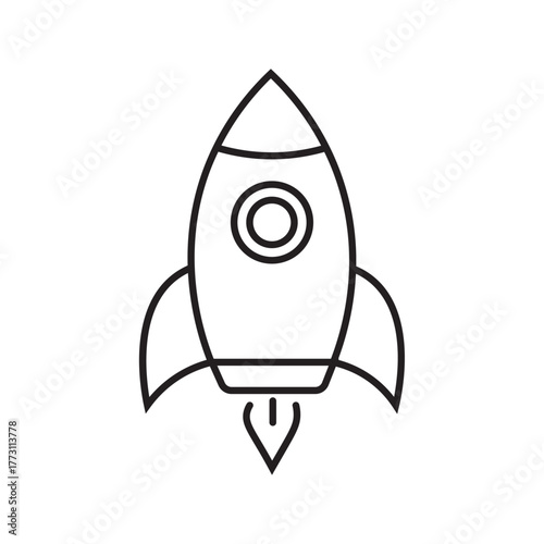 Rocket Launching Upward Icon, Successful Rocket Liftoff, ascending to the Stars, Blast Off to Success. Rocket Spaceship Startup icon vector outline illustration sign. Rocket launched icon.