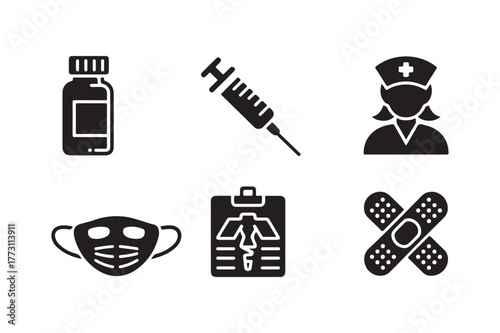 Medical icons representing healthcare and treatment services