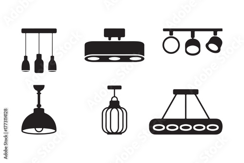 Collection of modern and classic ceiling light fixture silhouettes