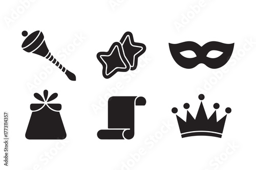 Collection of mardi gras and celebration icons