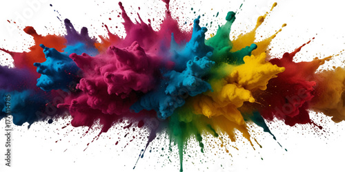 Vibrant Explosion of Colorful Powder Paint. A dynamic and colorful explosion of vibrant powder paint in various hues.