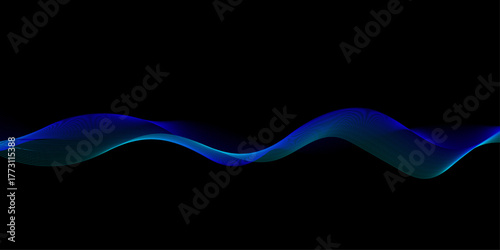 Abstract colorful blue wave and curve lines with technology background. Abstract frequency sound wave lines, Abstract wavy lines for science, technology, banner, business, template, flyer design.	