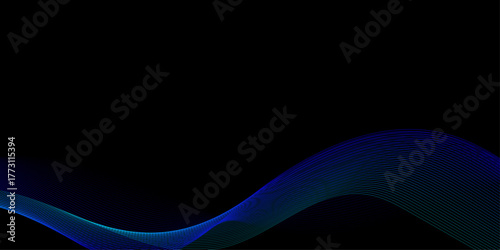Abstract colorful blue wave and curve lines with technology background. Abstract frequency sound wave lines, Abstract wavy lines for science, technology, banner, business, template, flyer design.	