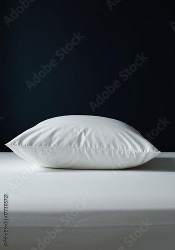 A soft, single pillow resting on a clean bed surface, evoking a sense of comfort, relaxation, and peaceful sleep. Its pristine appearance suggests a fresh start ,comfortable ,peace ,solace