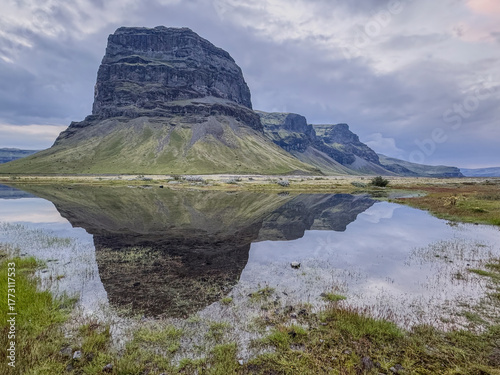 mountain landscape with blue sky and clouds