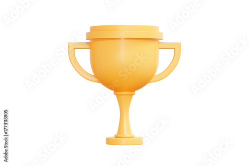 3D Golden Winner Trophy icon. Champion cup. 1st place award in sports and football. Victory success concept. 3D Vector illustration
