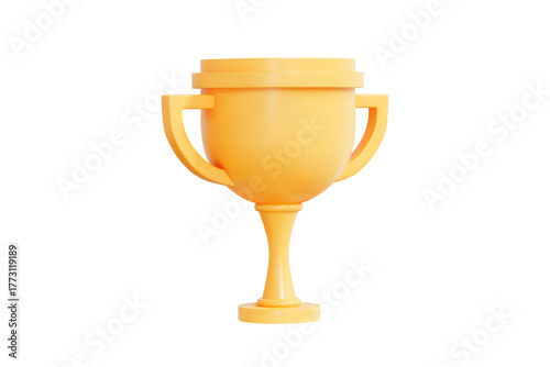 3D Golden Winner Trophy icon. Champion cup. 1st place award in sports and football. Victory success concept. 3D Vector illustration