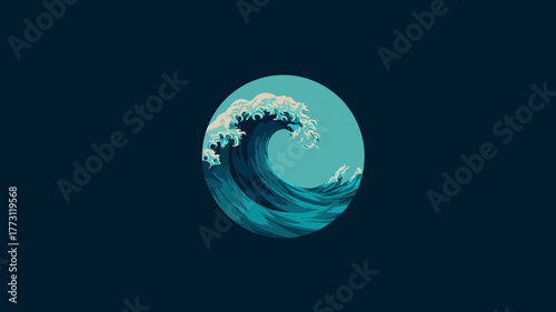 A clean, iconic vector emblem combining a wave and a circle, suitable for a logo or official badge.