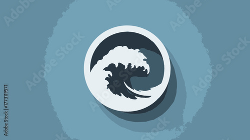 A clean, iconic vector emblem combining a wave and a circle, suitable for a logo or official badge.