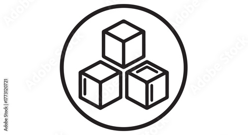 Three sugar cubes stacked in a circle isolated on transparent background