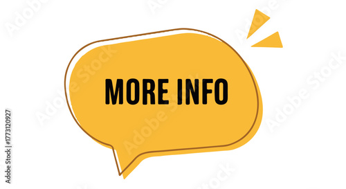 Yellow speech bubble with the text more info inside, isolated on transparent background
