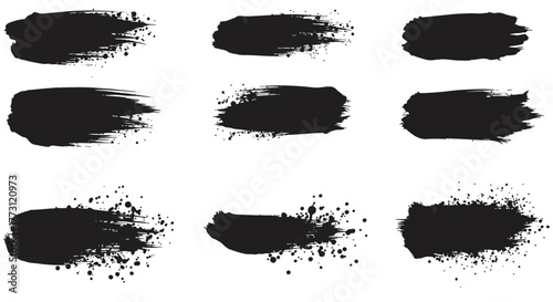 Collection of various black brush strokes on a plain white background