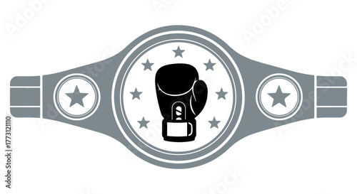 Championship boxing belt with a boxing glove emblem, representing victory, competition, and athletic achievement isolated on transparent background