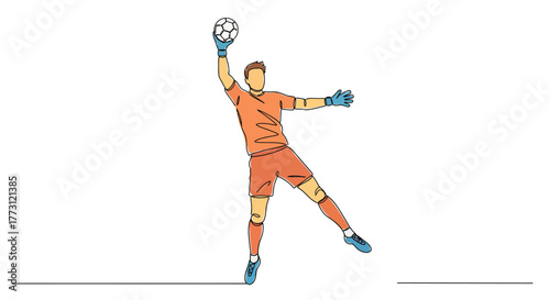 A dynamic illustration of a soccer goalkeeper jumping to make a save